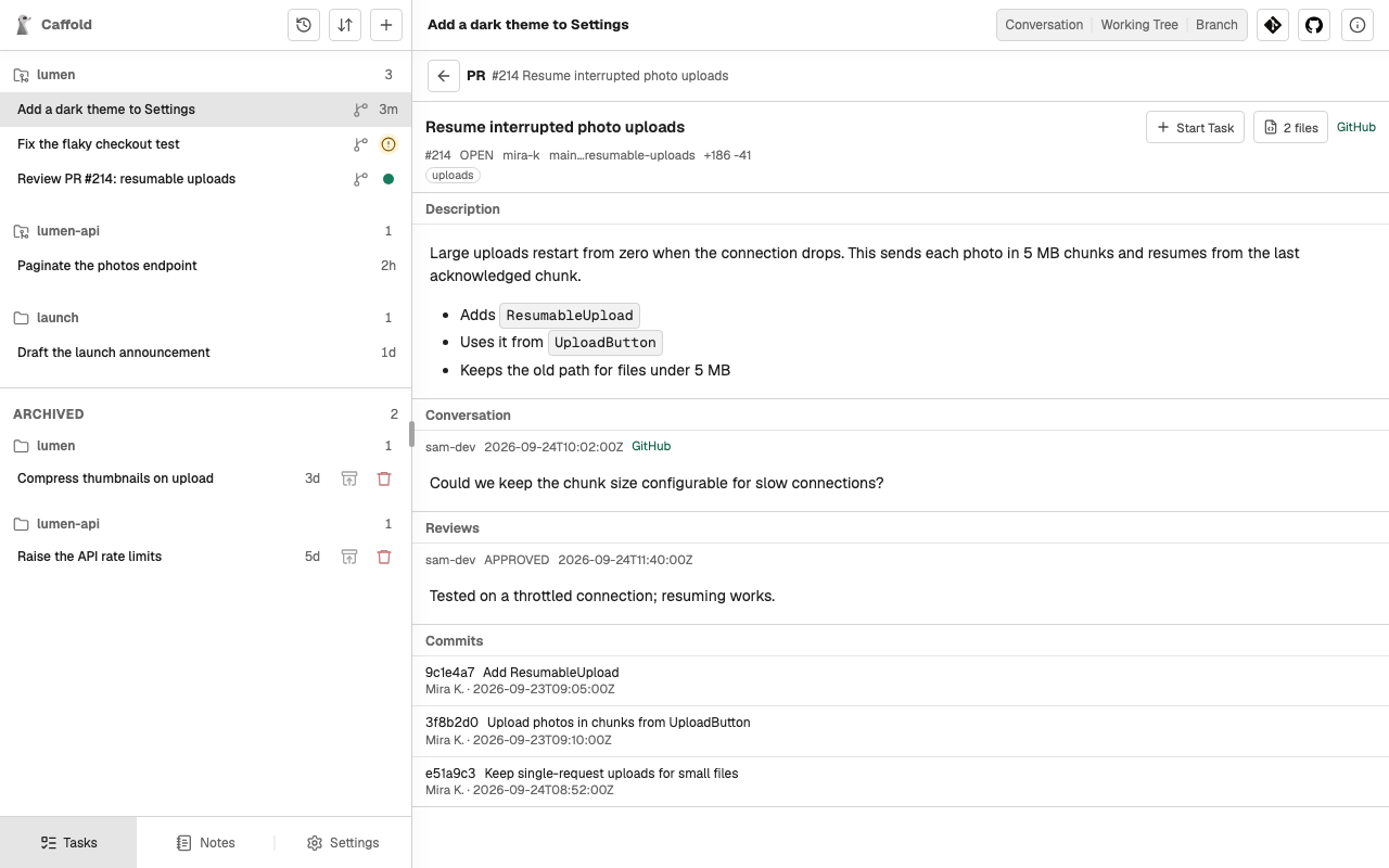 A Pull Request with Start Task