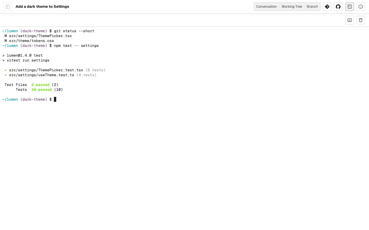 A Task's terminal using the whole width of the window
